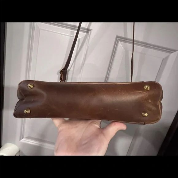 Osgoode Marley Jordyn N/S Zip Top Brown Distressed Leather Crossbody Purse RFID - Picture 6 of 15